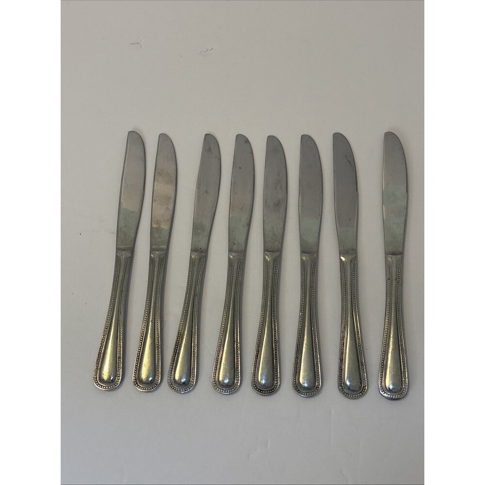 Modern Cuisinart CU18 Knives 8-7/8" 18/10 Beaded Stainless Lot of 8